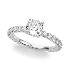 Cushion Cut Single Row Shared Prong Engagement Ring