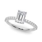 Emerald Cut Diamond Engagement Ring with Hidden Halo 0.90 Carat