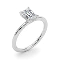 Emerald Cut Diamond Engagement Ring with Hidden Halo 0.90 Carat