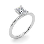 Emerald Cut Diamond Engagement Ring with Hidden Halo 0.90 Carat