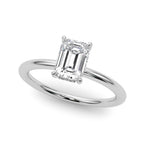 Emerald Cut Diamond Engagement Ring with Hidden Halo 0.90 Carat
