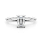 Emerald Cut Diamond Engagement Ring with Hidden Halo 0.90 Carat