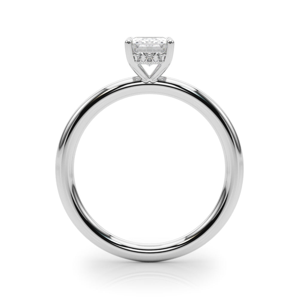 Emerald Cut Diamond Engagement Ring with Hidden Halo 0.90 Carat
