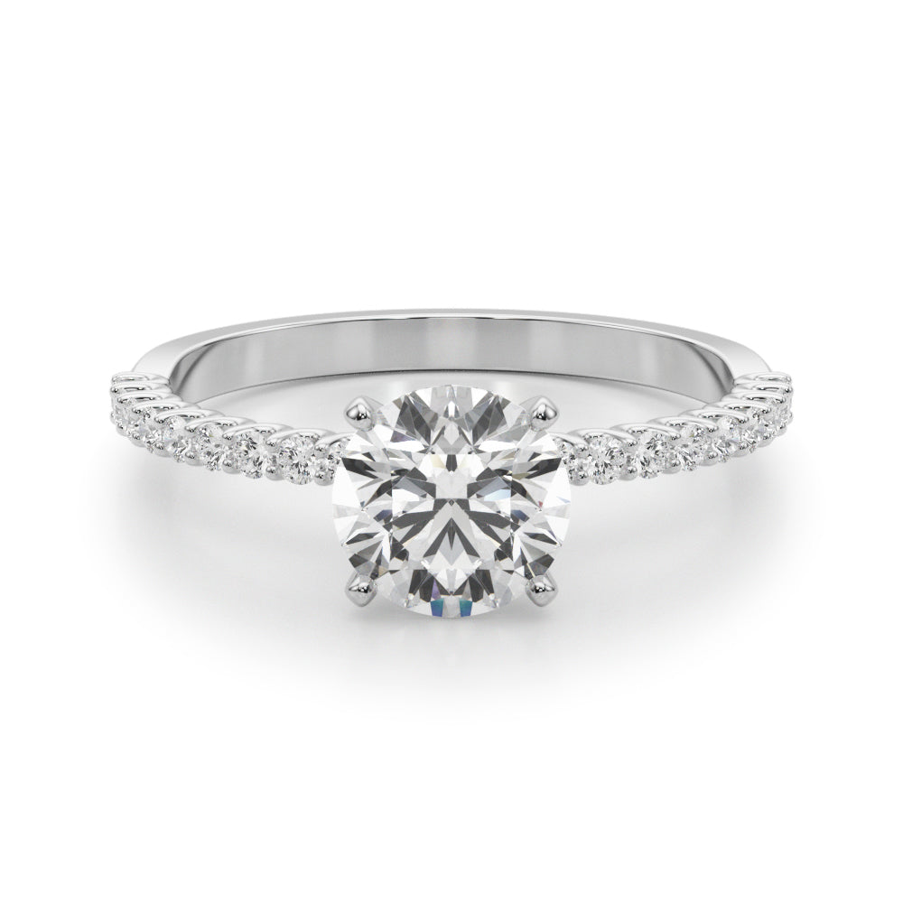 Single Row Shared Prong Diamond Engagement Ring