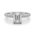 Emerald Cut Diamond Engagement Ring with Single Row Band 0.30 Carat
