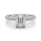 Single Row Emerald Cut Diamond Engagement Ring 4.5x3