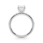 Emerald Cut Diamond Engagement Ring with Single Row Band 0.30 Carat