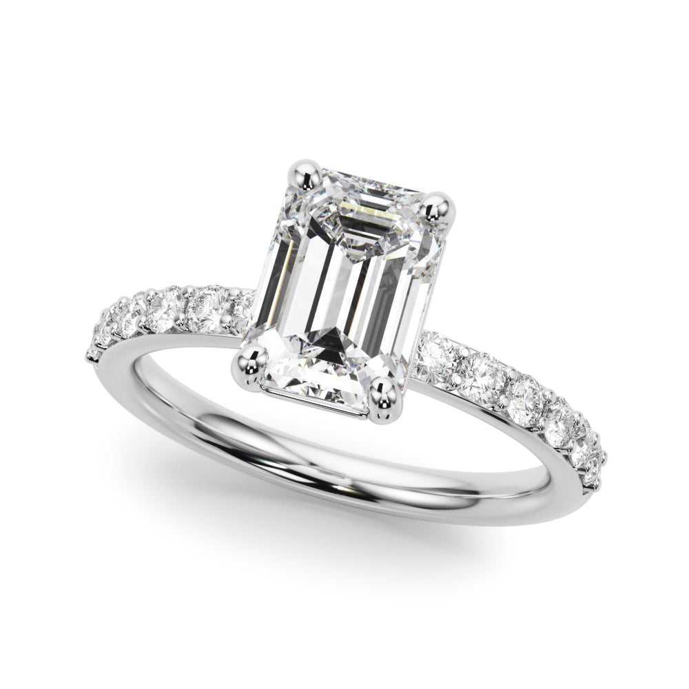 Single Row Emerald Cut Diamond Engagement Ring 4.5x3