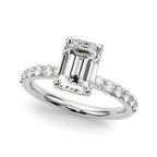 Single Row Emerald Cut Diamond Engagement Ring 4.5x3