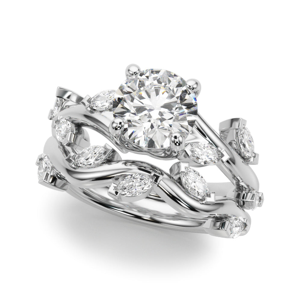 Round & Marquise Diamond Engagement Ring 3/4 CT