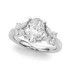 Floral Oval Halo Engagement Ring 8x6mm