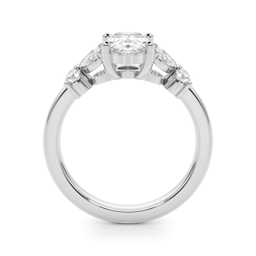 Floral Oval Halo Engagement Ring 8x6mm