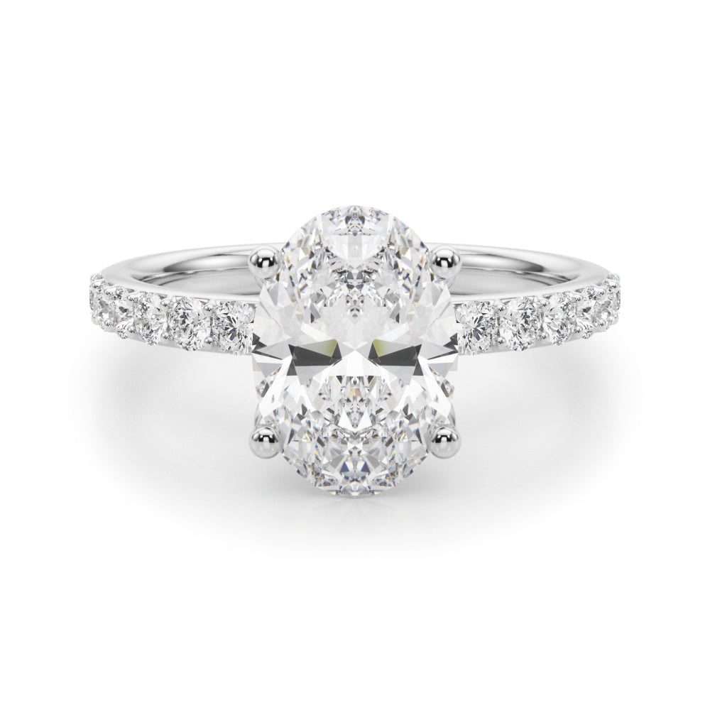 Floral Oval Halo Engagement Ring 10x7mm