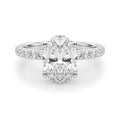 Floral Oval Halo Engagement Ring 10x7mm