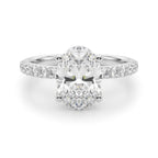 Floral Oval Halo Engagement Ring 10x7mm