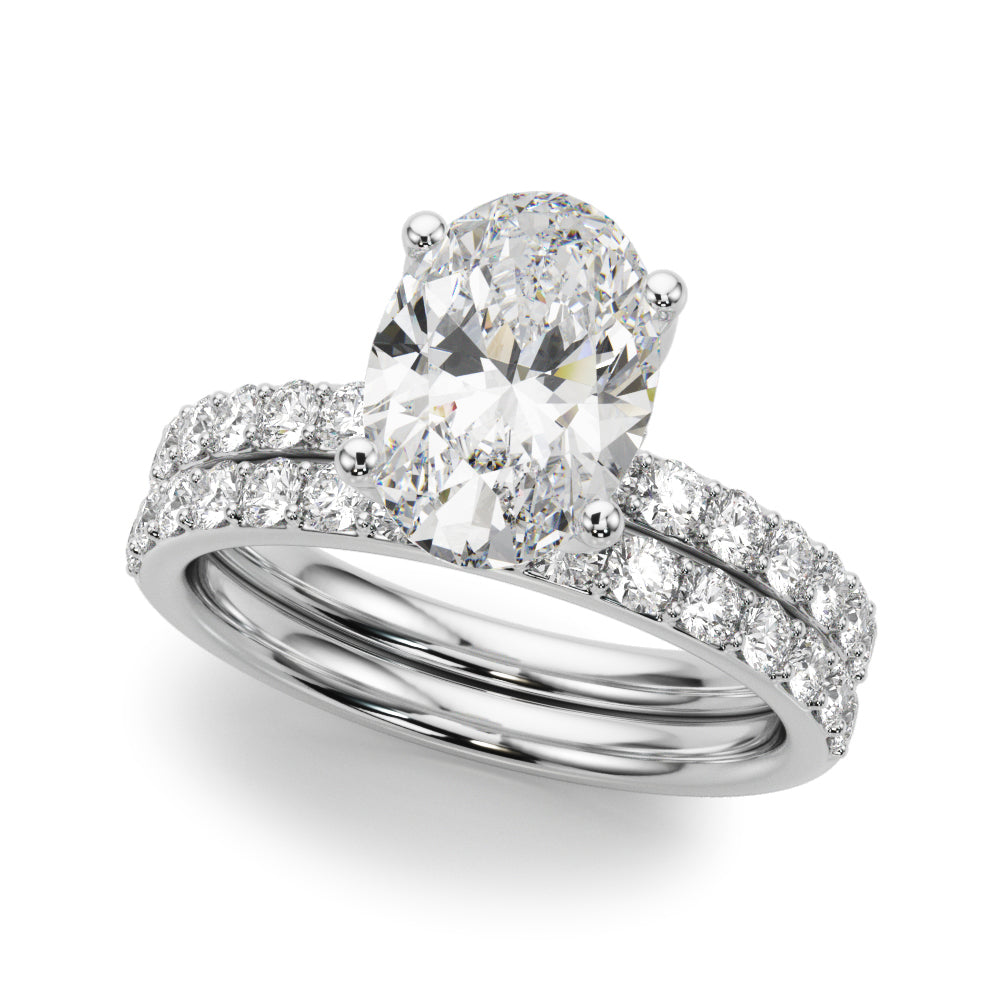 Floral Oval Halo Engagement Ring 10x7mm