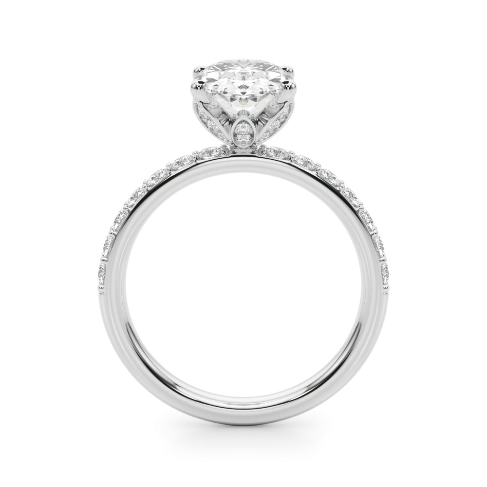 Floral Oval Halo Engagement Ring 10x7mm
