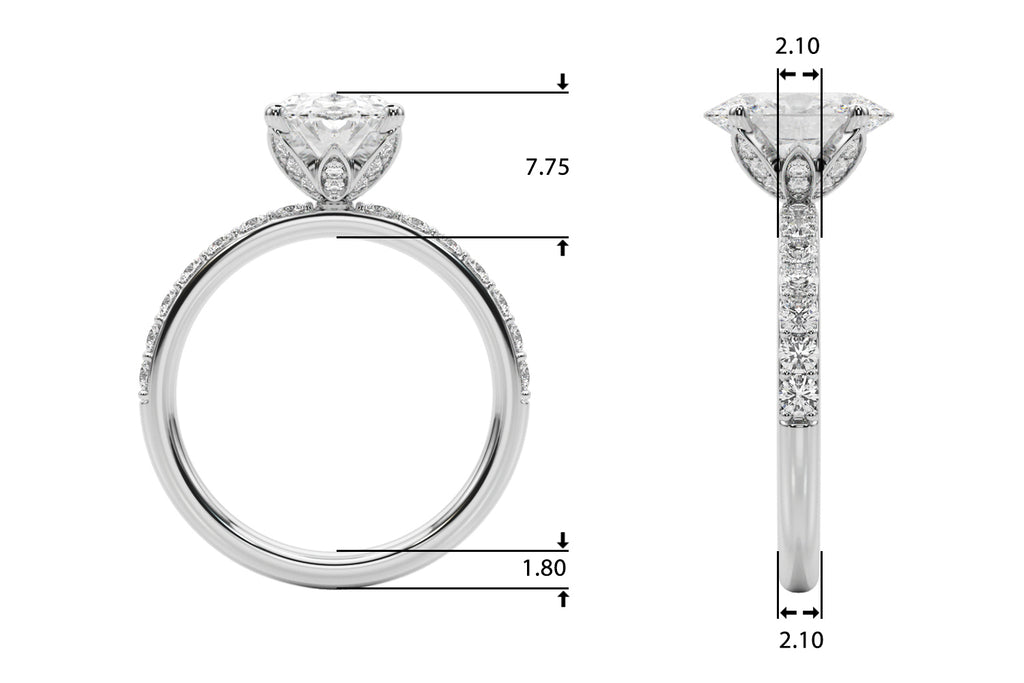 Floral Oval Halo Engagement Ring 10x7mm