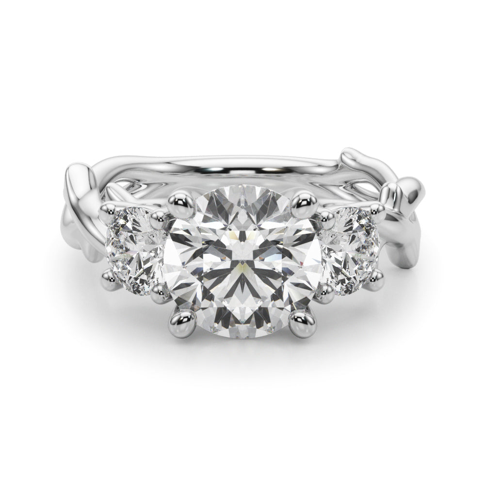 Twisted Shank Three Stone Diamond Engagement Ring