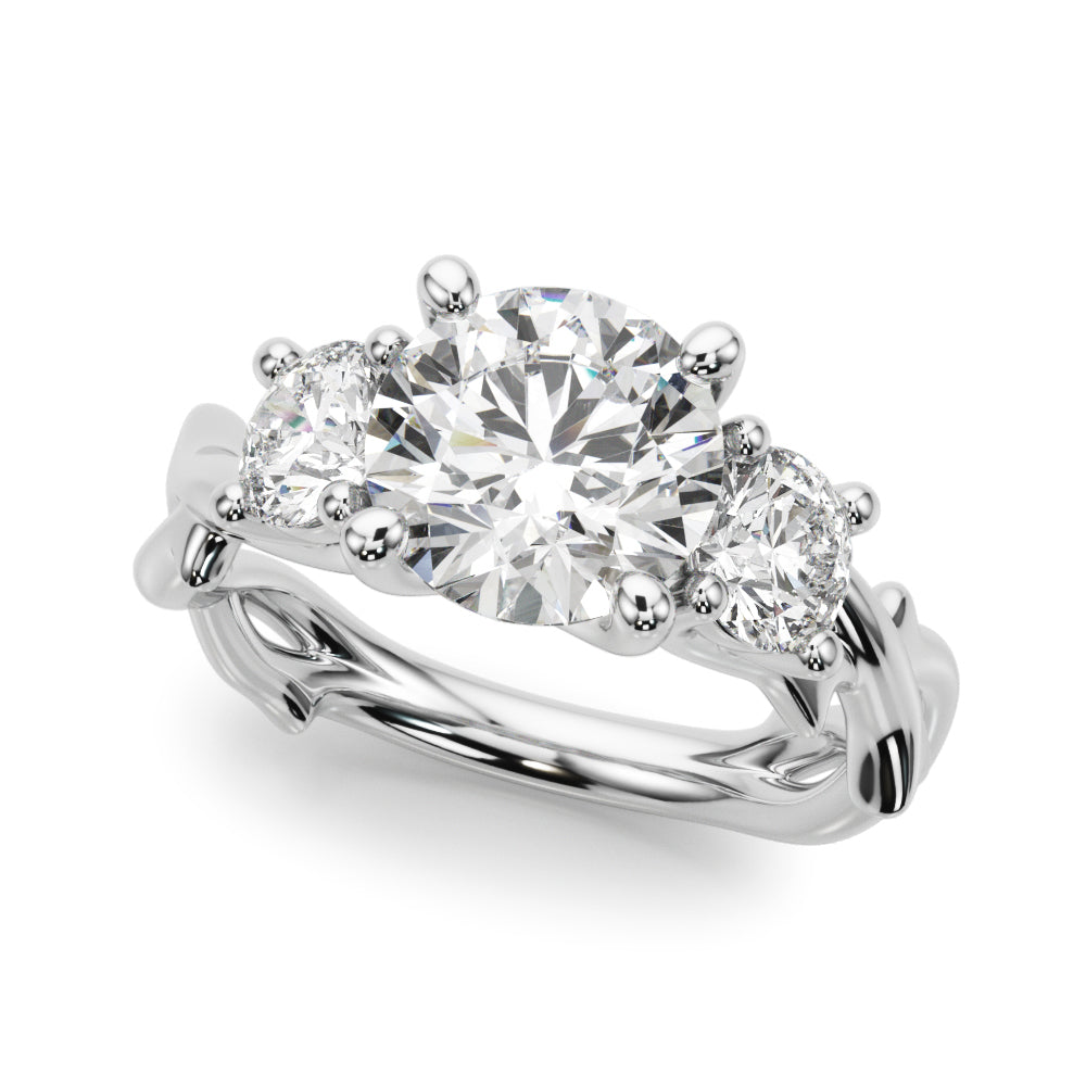 Twisted Shank Three Stone Diamond Engagement Ring