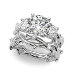 Twisted Shank Three Stone Diamond Engagement Ring