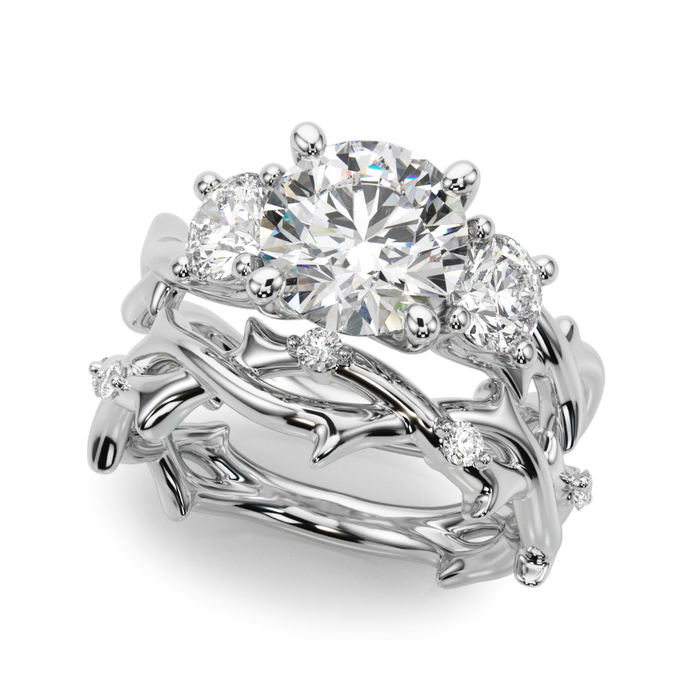 Twisted Shank Three Stone Diamond Engagement Ring