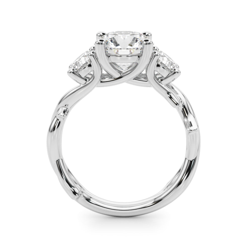 Twisted Shank Three Stone Diamond Engagement Ring
