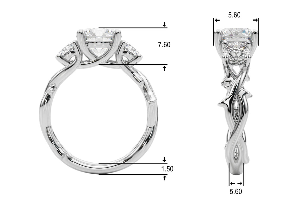 Twisted Shank Three Stone Diamond Engagement Ring