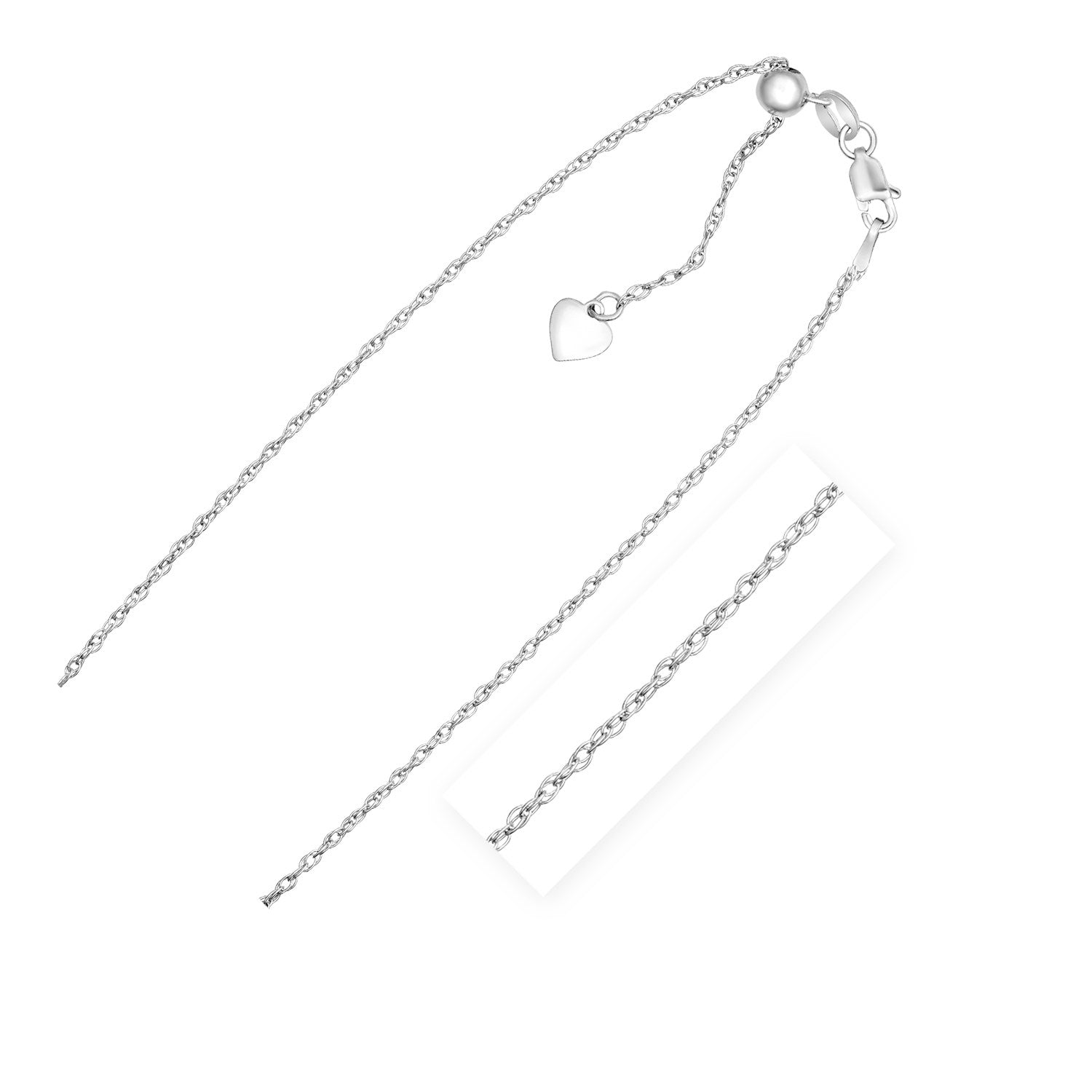 Sterling Silver Adjustable Rope Chain Necklace