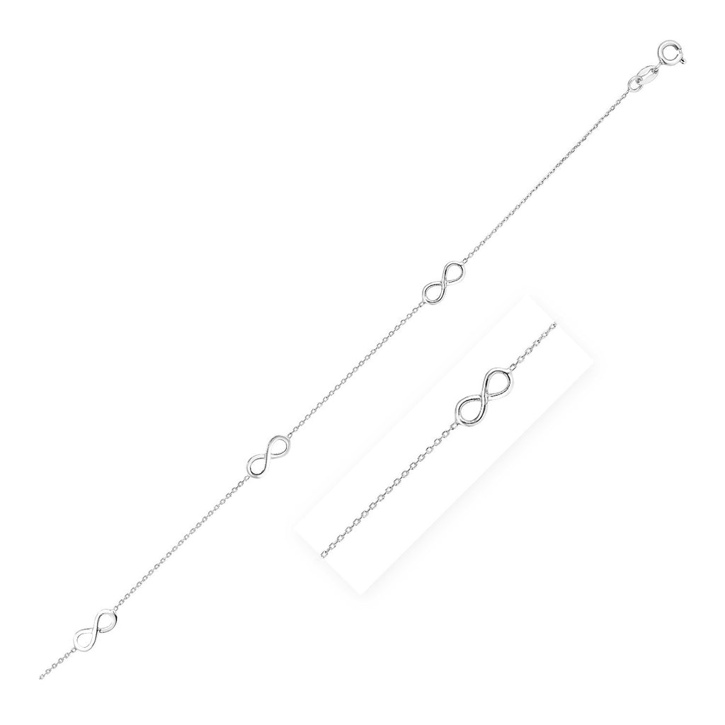 Infinity Symbol Link Anklet in Sterling Silver