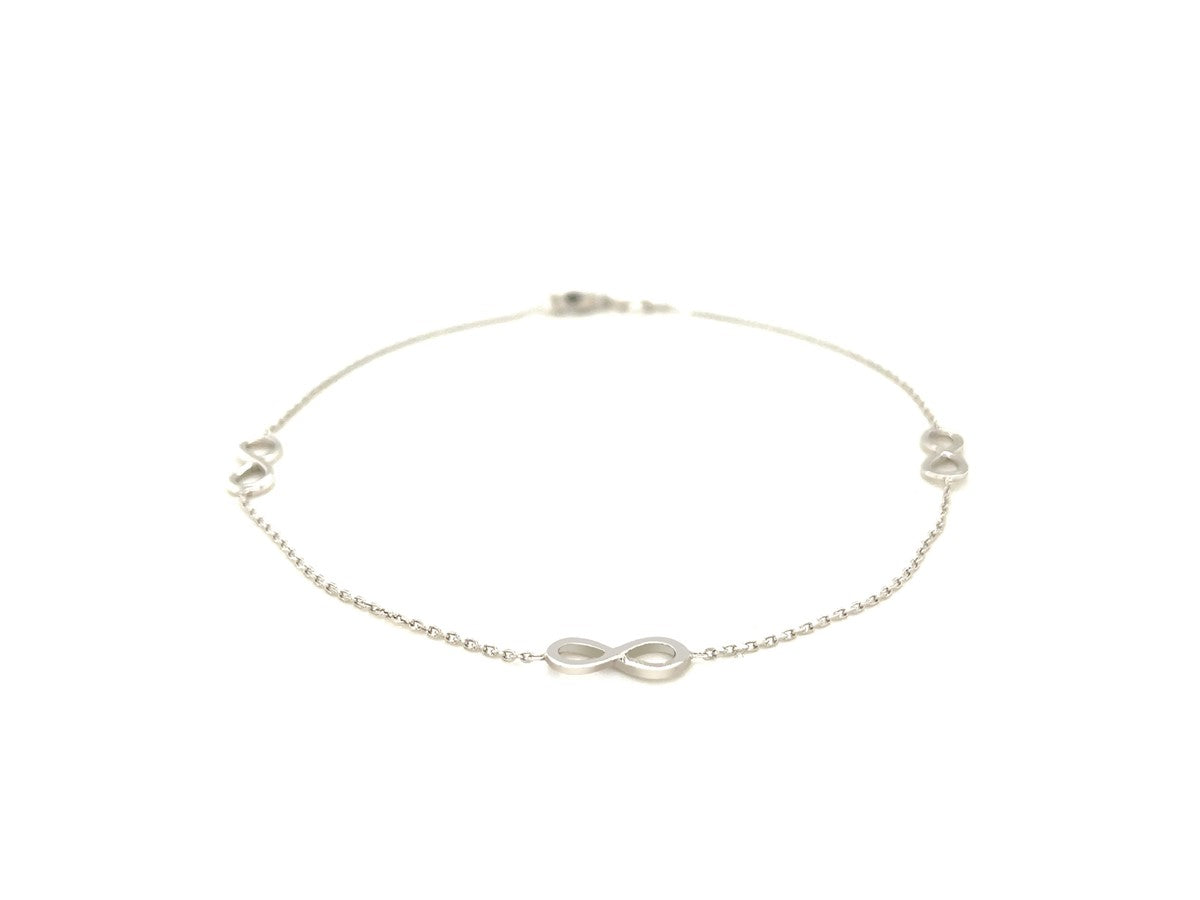 Infinity Symbol Link Anklet in Sterling Silver