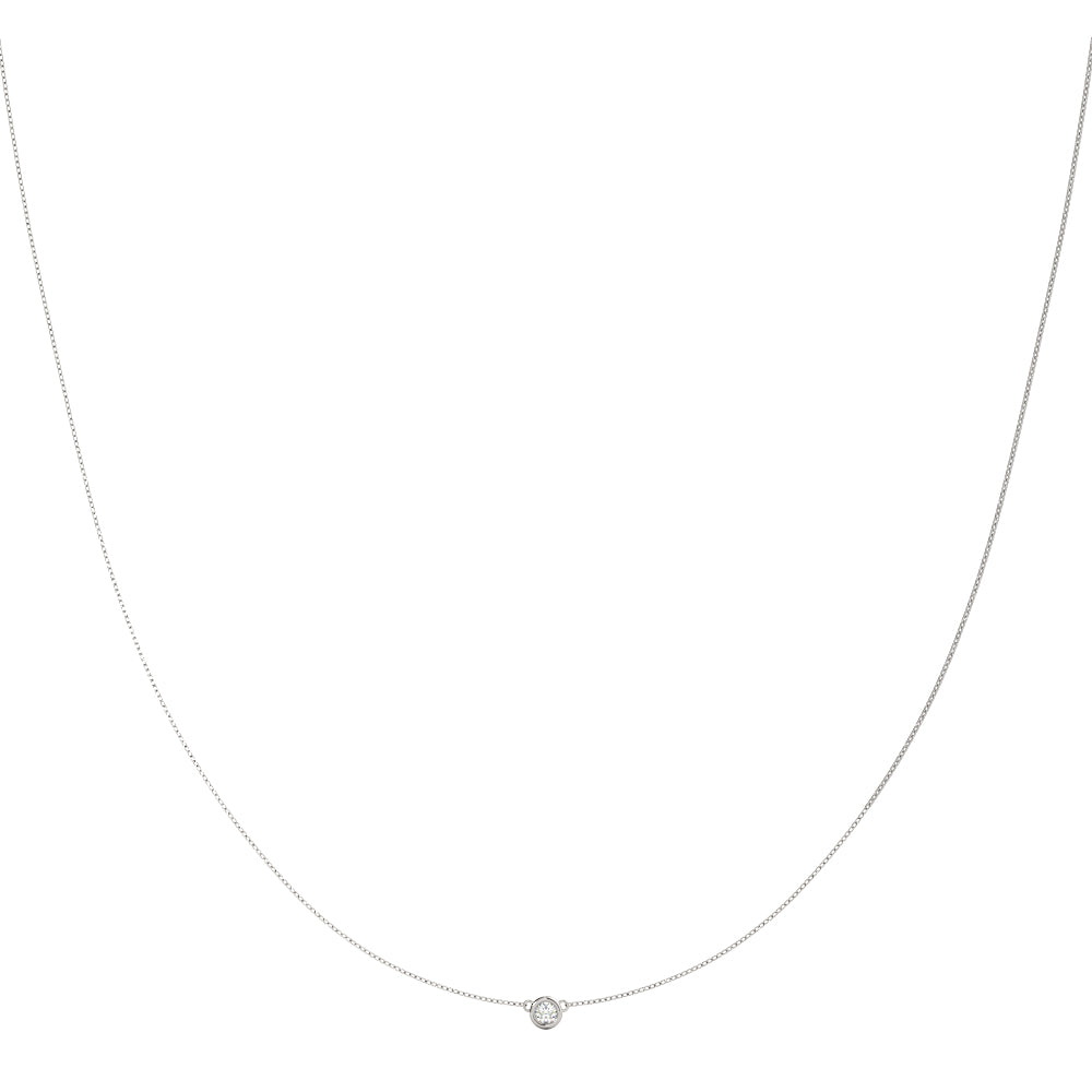 Solitaire Bezel Set Diamond Pendant Necklace