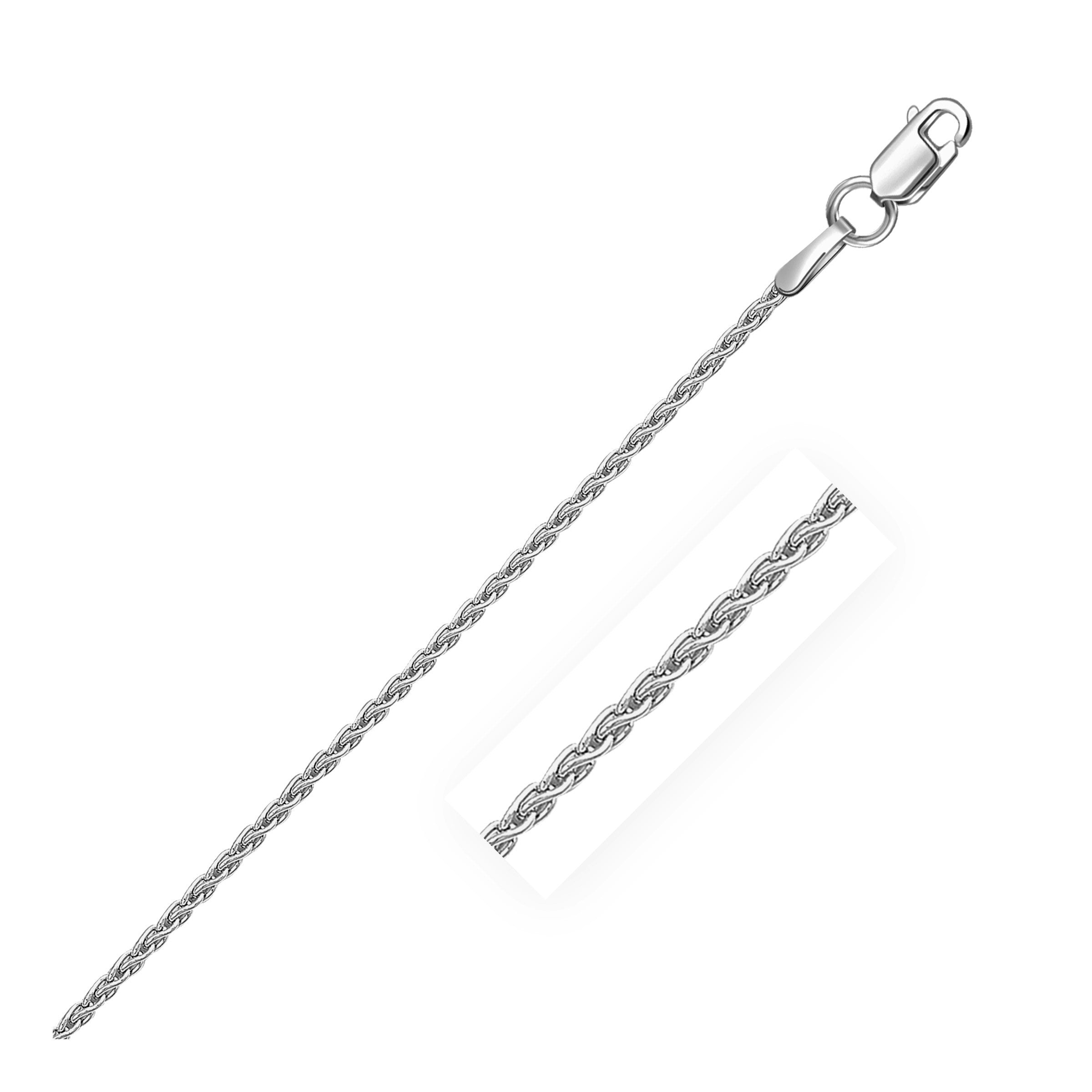 Sterling Silver Rhodium Plated Wheat Chain Necklace