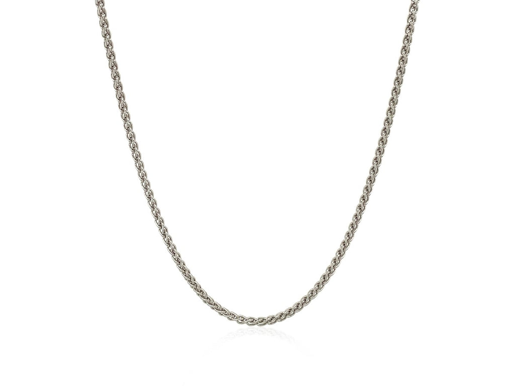 Sterling Silver Rhodium Plated Wheat Chain Necklace