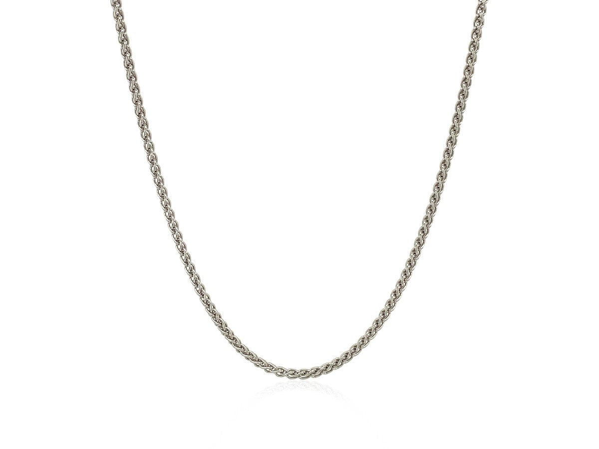 Sterling Silver Rhodium Plated Wheat Chain Necklace