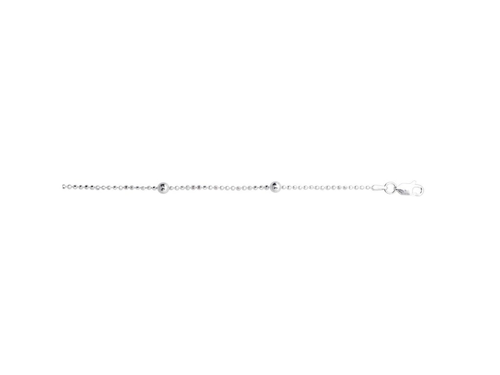 Rhodium Bead Station Chain Anklet