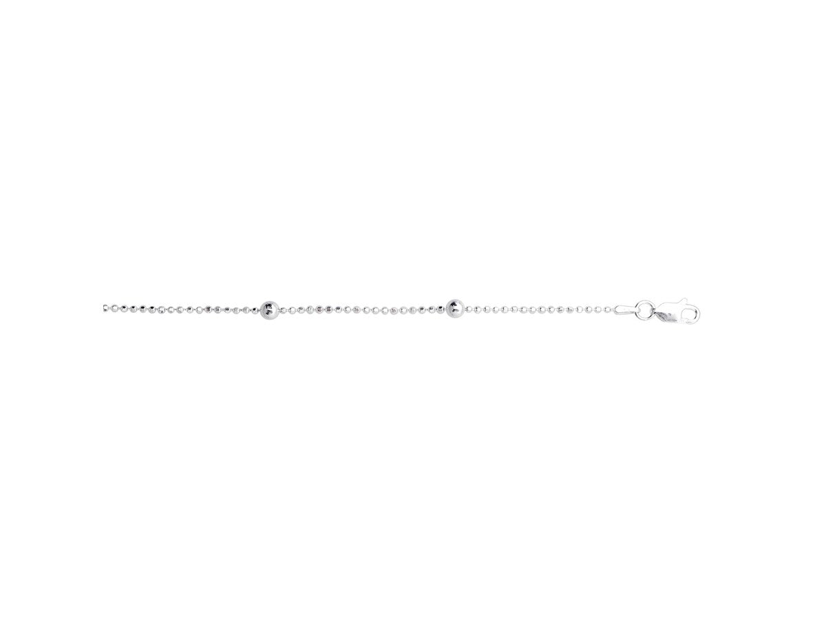 Rhodium Bead Station Chain Anklet