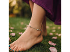 Rhodium Bead Station Chain Anklet