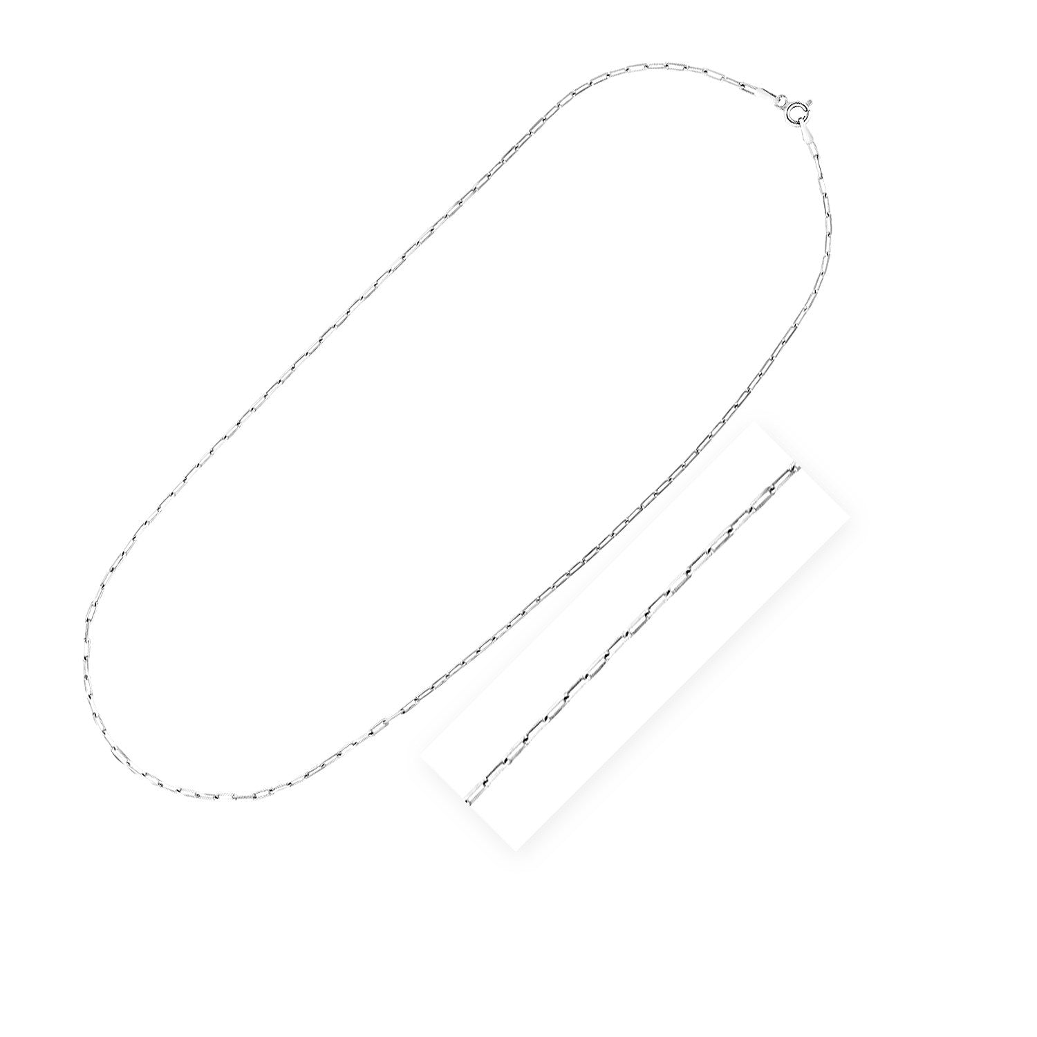 Sterling Silver Rhodium Plated Paperclip Chain Necklace