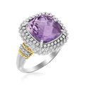 Cushion Amethyst Diamond Popcorn Ring