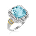 Cushion Sky Blue Topaz Diamond Popcorn Ring