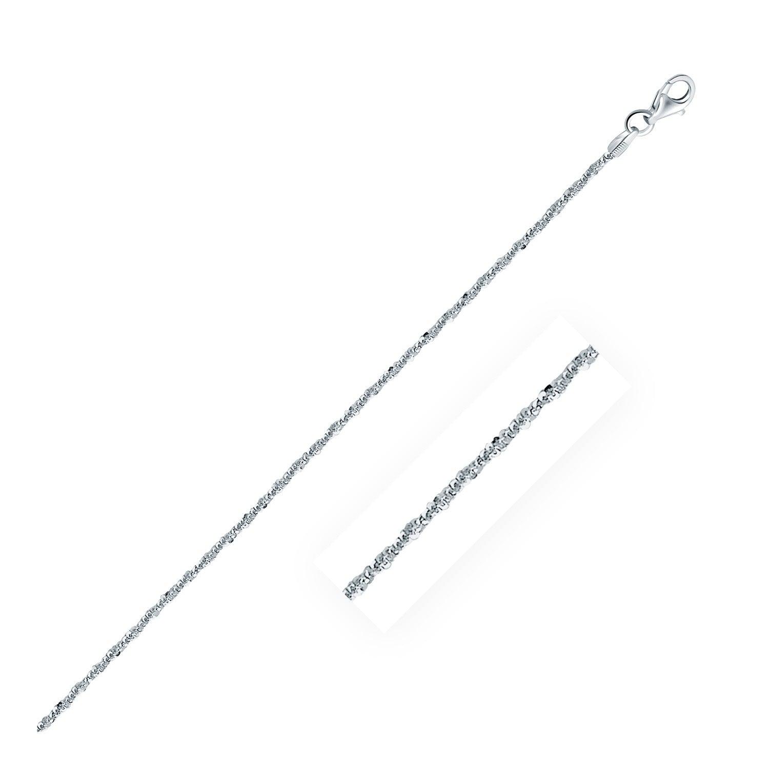 Sterling Silver Rhodium Plated Sparkle Chain Necklace – 1.60 mm