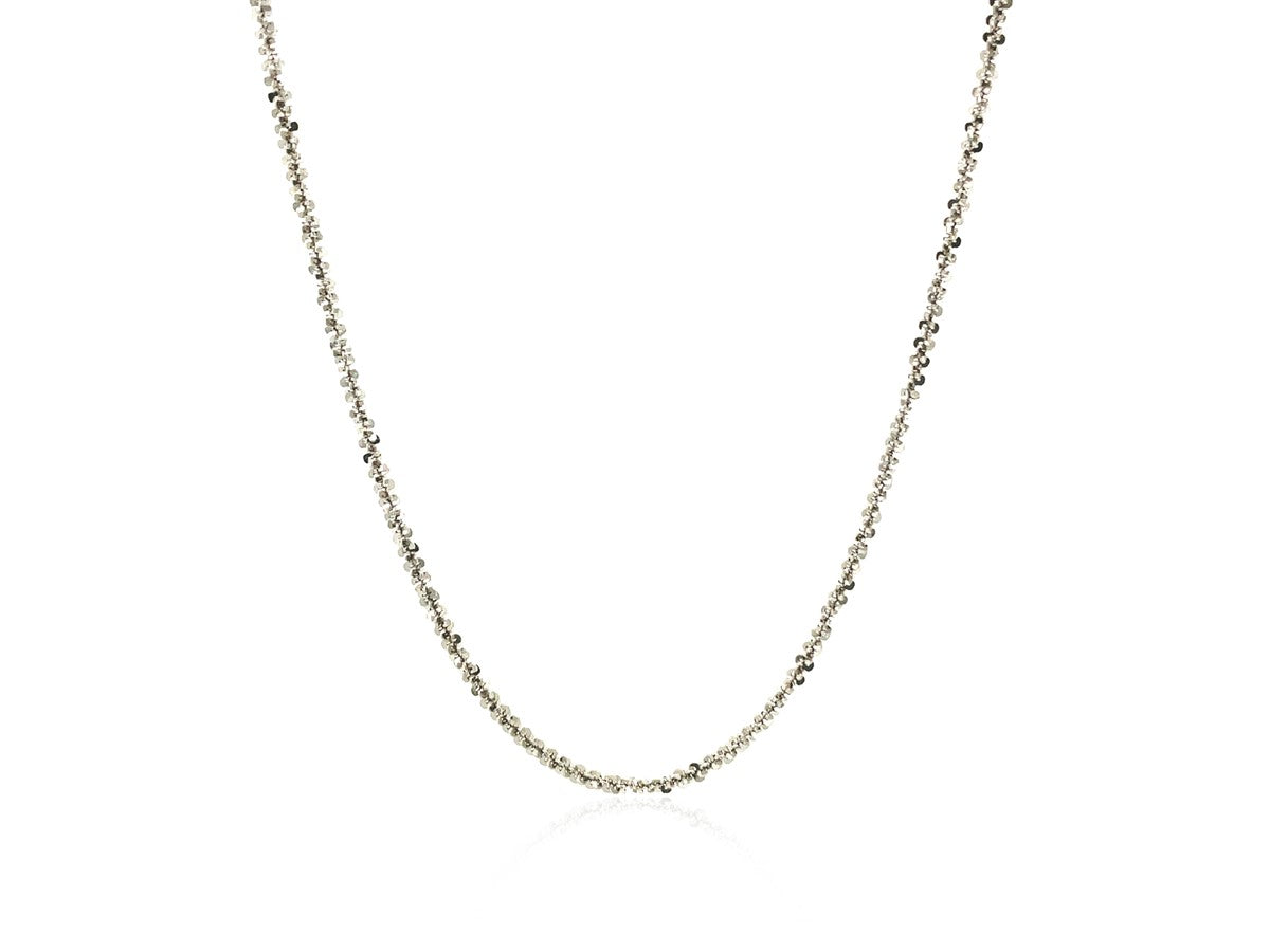 Sterling Silver Rhodium Plated Sparkle Chain Necklace – 1.60 mm