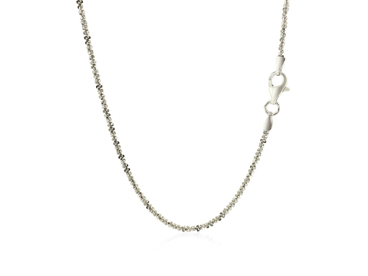 Sterling Silver Rhodium Plated Sparkle Chain Necklace – 1.60 mm