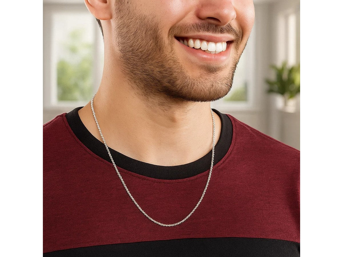 Sterling Silver Rhodium Plated Sparkle Chain Necklace – 1.60 mm