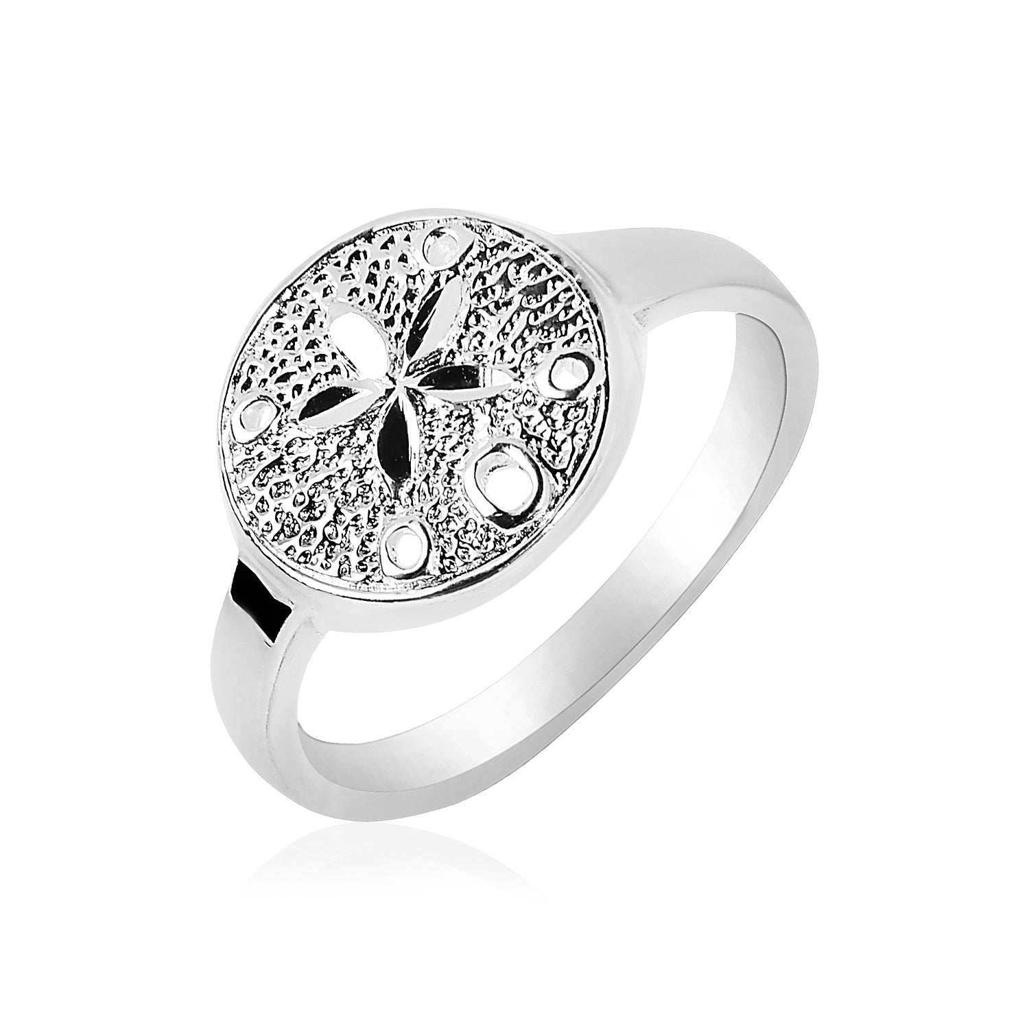 Textured Sand Dollar Sterling Silver Ring