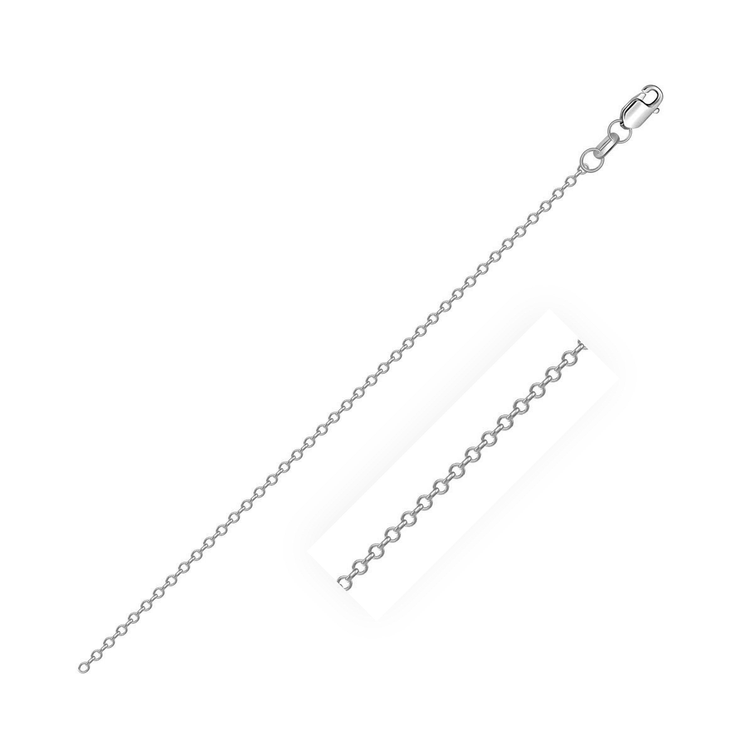 Sterling Silver Rhodium Plated Cable Chain Necklace 0.80mm