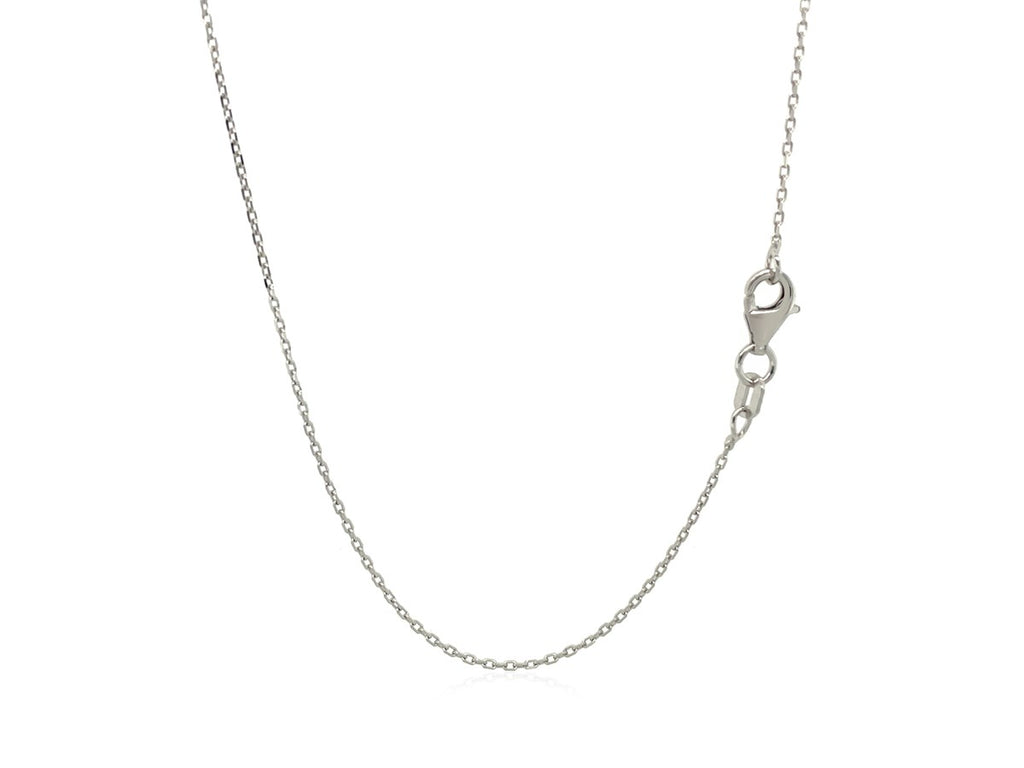 Sterling Silver Rhodium Plated Cable Chain Necklace 0.80mm