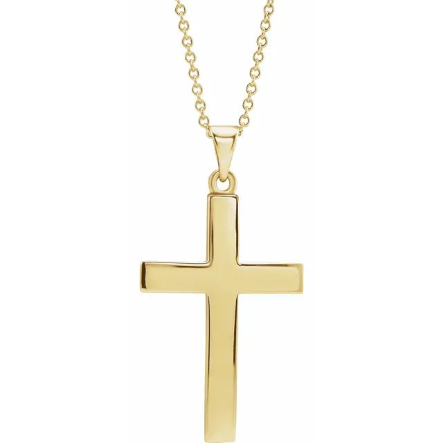 Cross Pendant Necklace 18 Inch Polished Chain Engravable Design