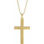 Cross Pendant Necklace 18 Inch Polished Chain Engravable Design